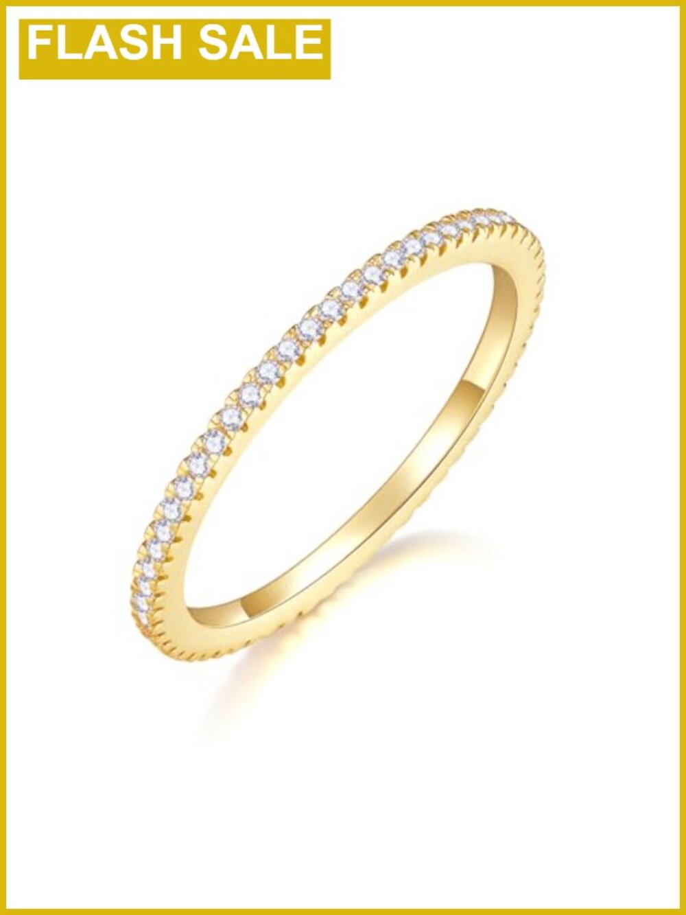 14K Gold Plated Cubic Zirconia Eternity Stacking Ring Set Women Thin Bands